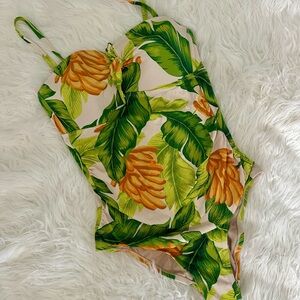 Kona Sol Green and Yellow Tropical One-Piece Swimsuit